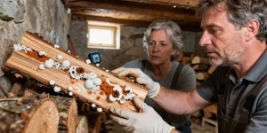 merule sur bois de chauffage